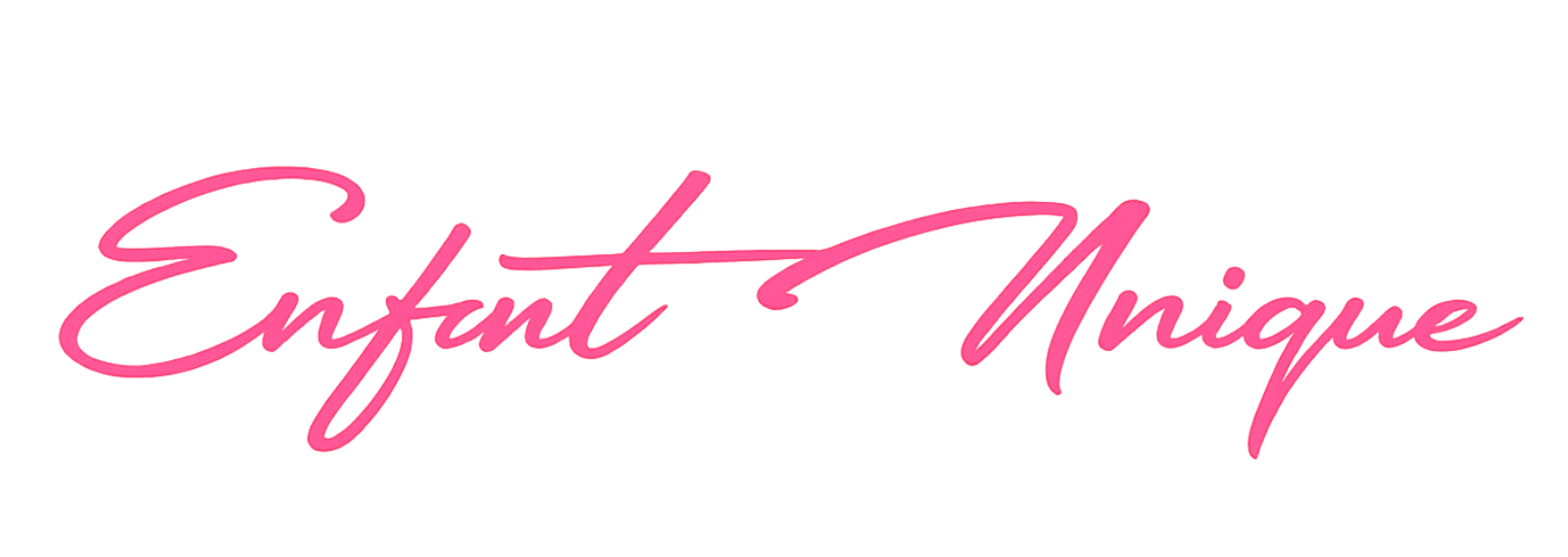 Pink 'Enfant Unique' text on a white background