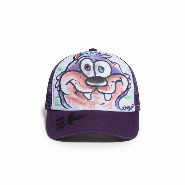 Front view – paarse cap zelfde grootte